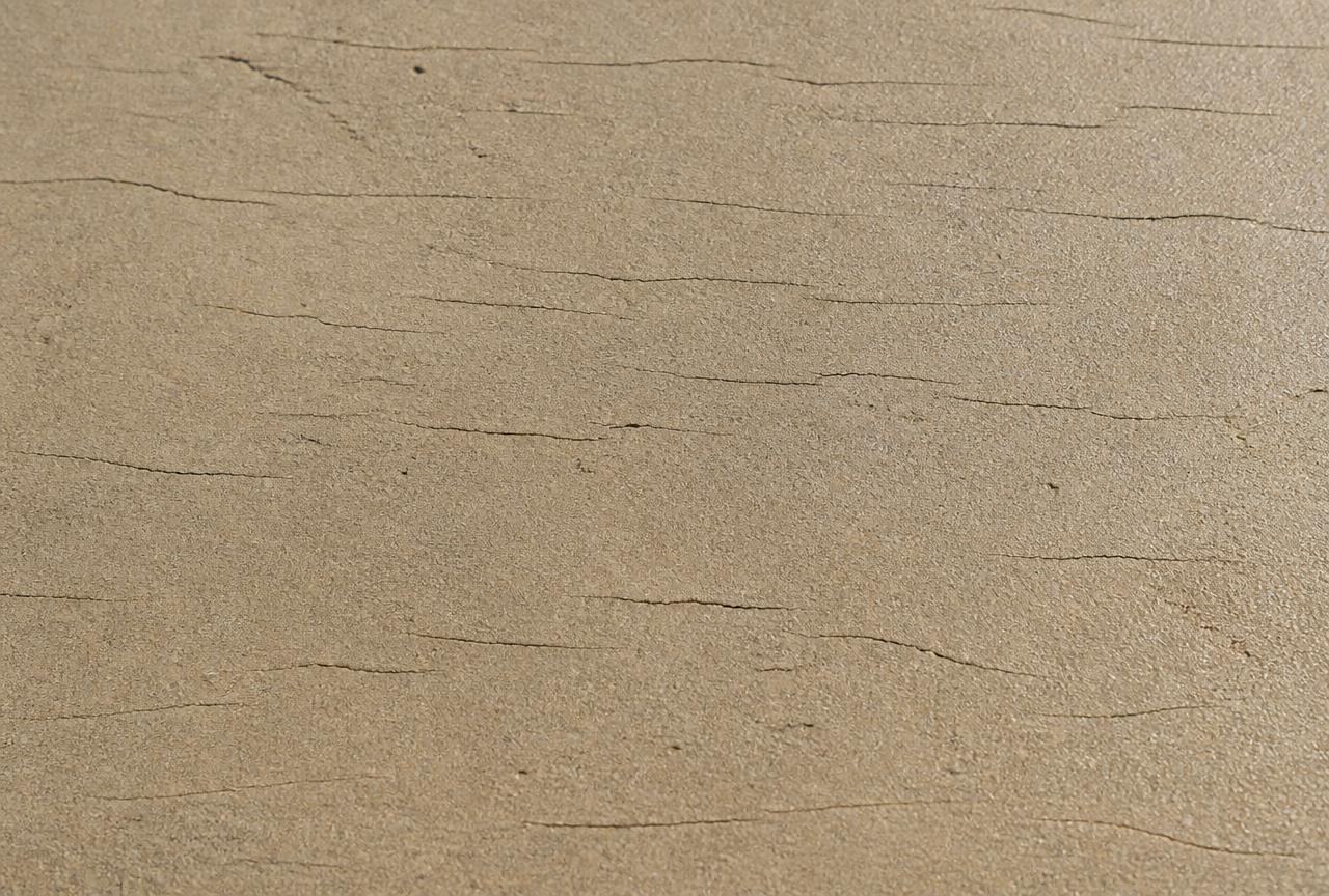 Plastic shrinkage cracks on a freshly finished concrete slab